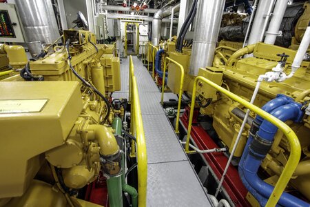 Engine room of a ship
